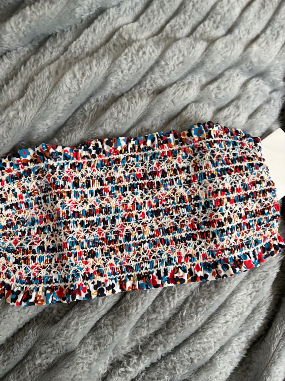 stradivarius Multicolor Smocked Bandeau Bikini Top